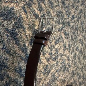 Classic Brown Leather Belt with Silver Buckle